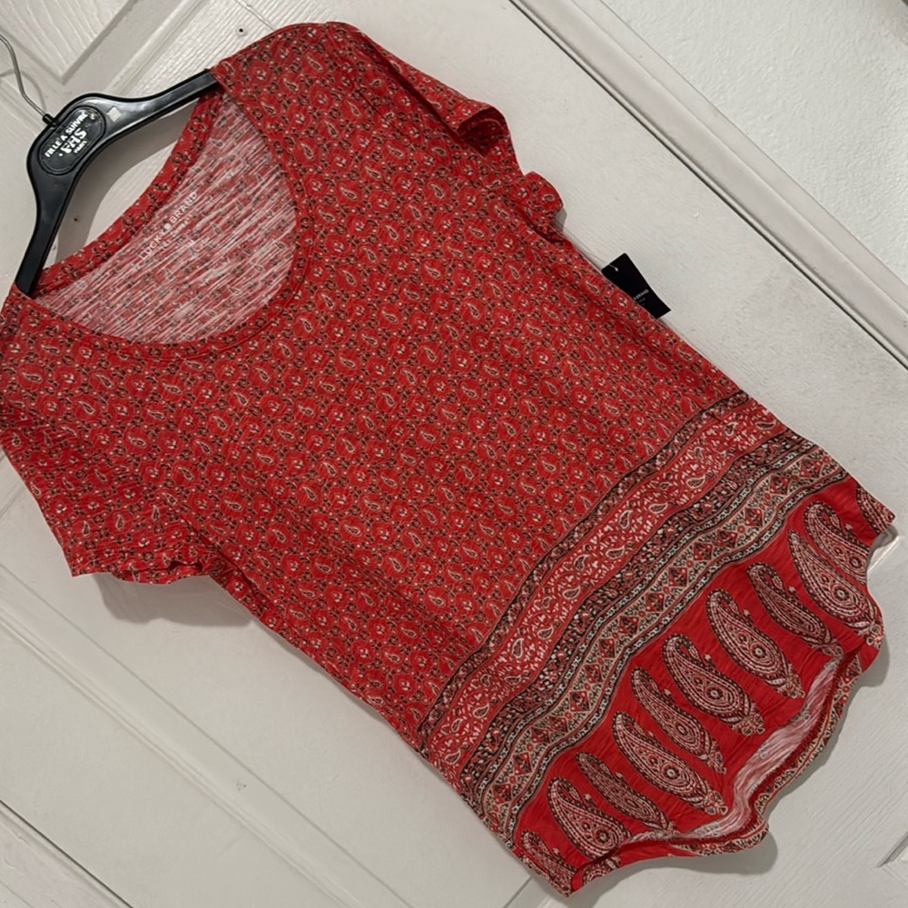 Brand new with the tags Luchy Brand Red Print Top Size Medium
